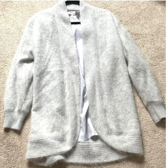 Vintage Eddie Dassin Gray Open Front Cardigan | Minimalist Wool Blend | Size M - Picture 1 of 14